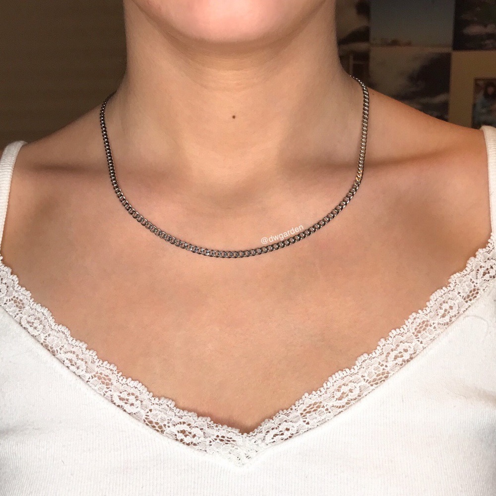 Thin Silver Curb Chain Necklace